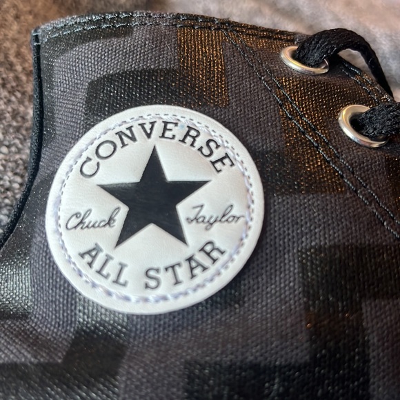 Black on Black Zig Zag Converse high tops Chuck Taylor All Star NEW without tag - Picture 4 of 10
